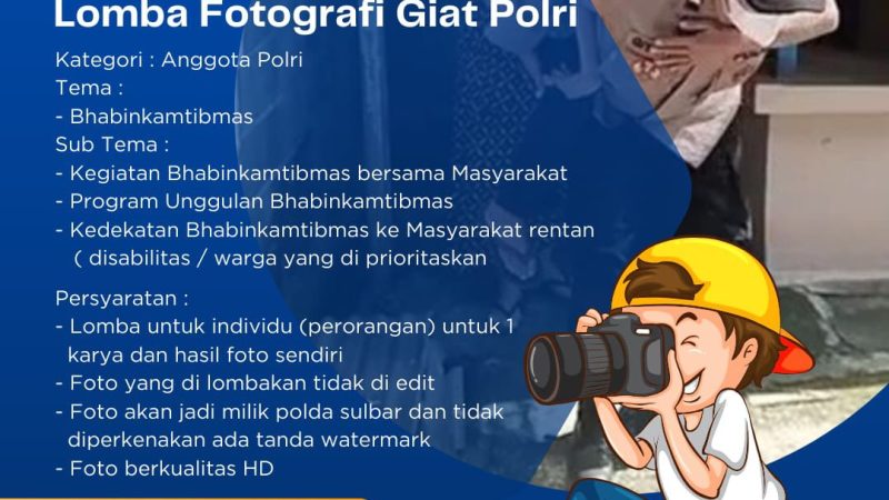 Polda Sulbar Gelar Lomba Foto dengan Hadiah Menarik, Segara Daftarkan Diri Anda