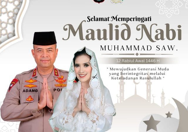 Kapolda dak Ketua PD Bhayangkari Sulbar Ucapkan Selamat Memperingati Maulid Nabi Muhammad SAW