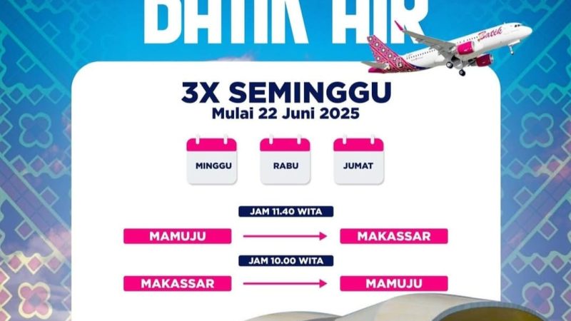 Sempat Terhenti, Pesawat Batik Air Resmi Kembali Beroperasi di Bandara Tampa Padang Mamuju