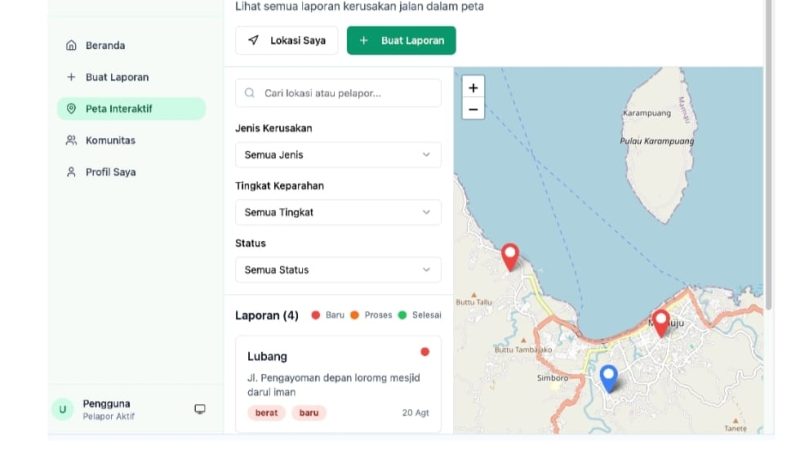 Solusi Lapor Jalan Rusak, Pemprov Sulbar Hadirkan Aplikasi JalanMa