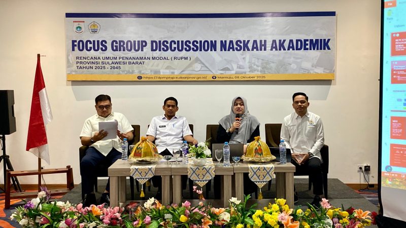 Tentukan Arah Investasi Sulbar 20 Tahun ke Depan, DPMPTSP dan Unsulbar Gelar FGD RUPMP 2025–2045