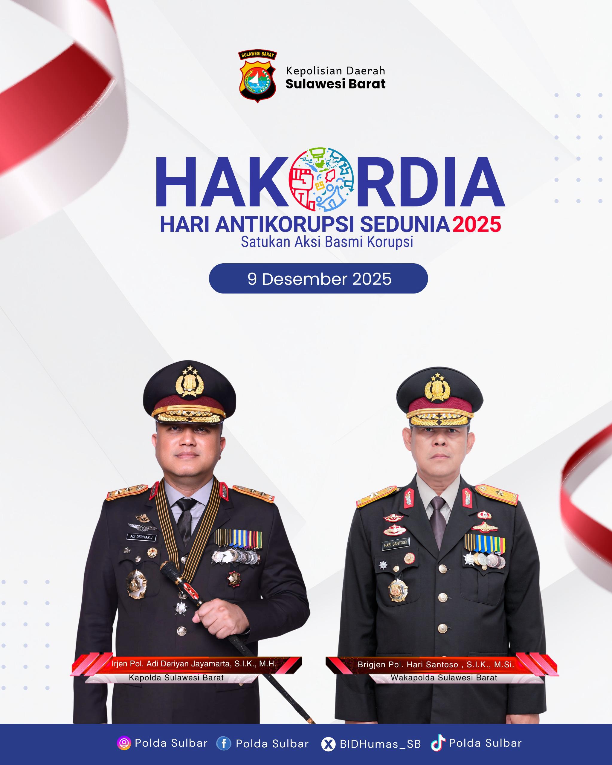 Polda Sulbar Dukung Penuh Aksi Basmi Korupsi Sedunia