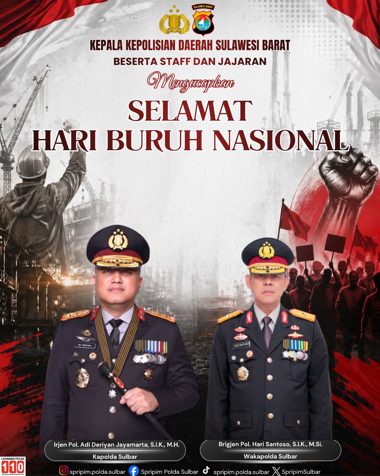 Hari Buruh Nasional, Kapolda Sulbar Apresiasi Peran Buruh sebagai Penggerak Ekonomi