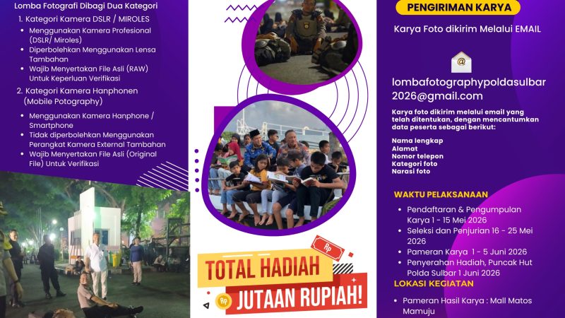 Lomba Fotografi Polda Sulbar Hadir dengan Tema Unik dan Total Hadiah Jutaan Rupiah