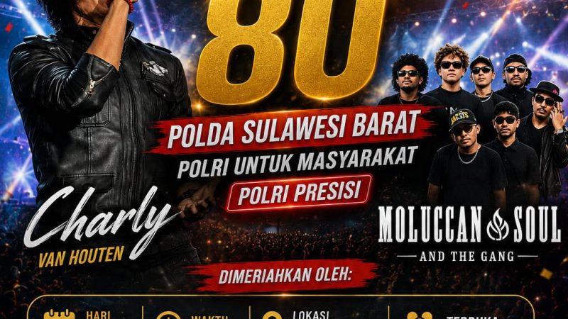 Gebyar Hari Bhayangkara ke-80, Polda Sulbar Hadirkan Charly Van Houten di Stadion Manakarra