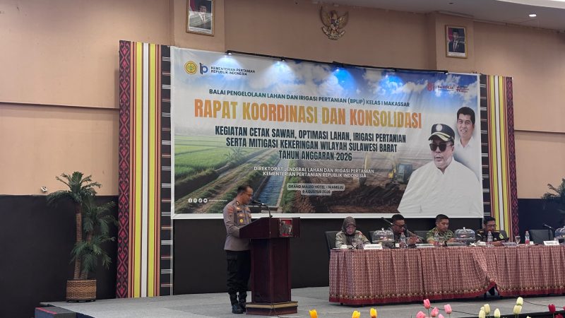 Percepat Swasembada Pangan, Polda Sulbar Hadiri Rakor Cetak Sawah dan Irigasi Pertanian
