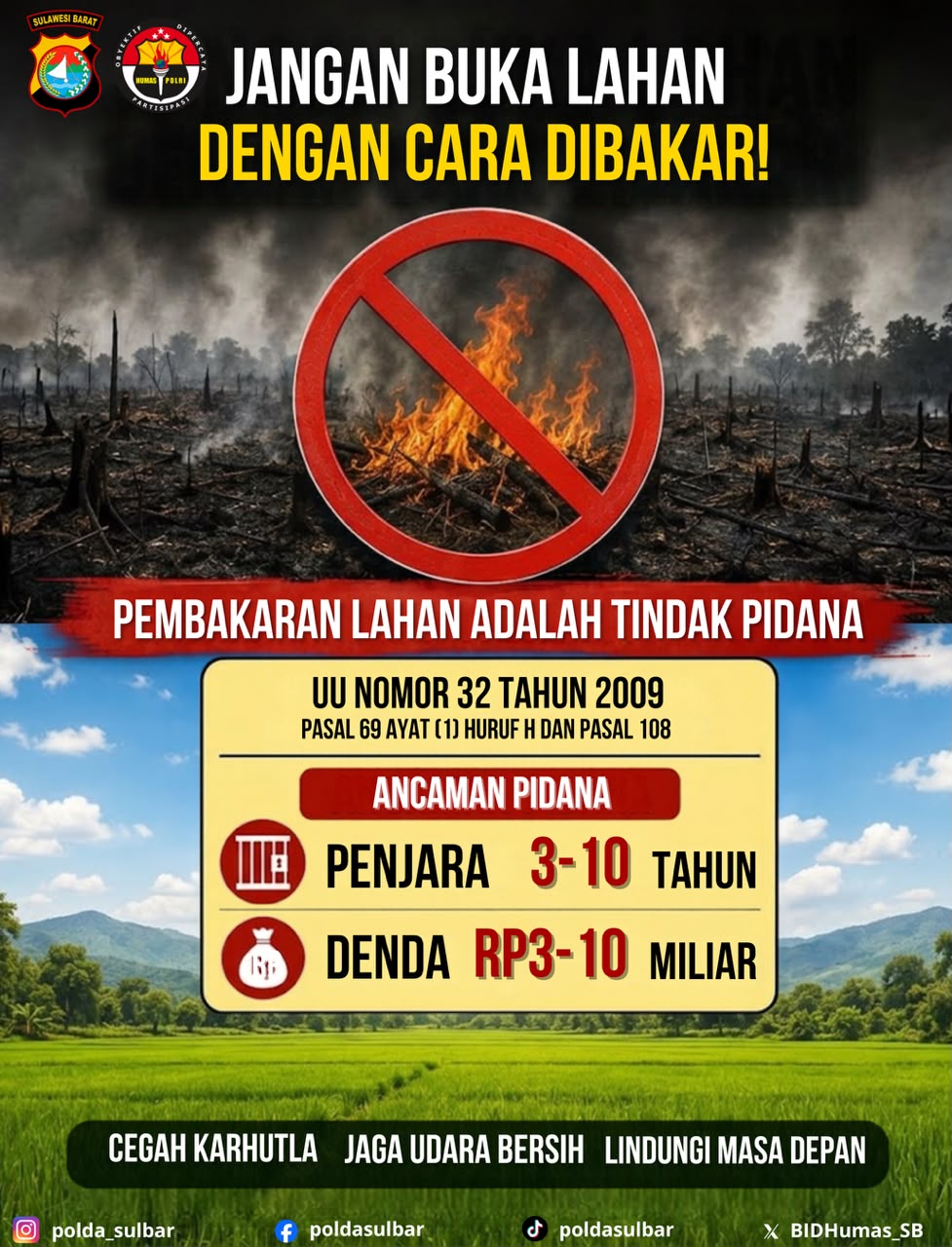 Cegah Karhutla, Kabid Humas Polda Sulbar Ingatkan Stop Bakar Lahan