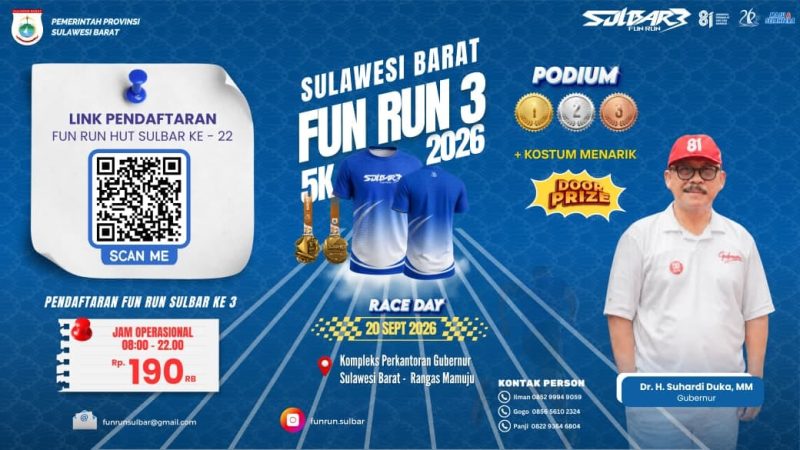 Target 810 Pelari, Pemprov Sulbar Ajak Warga Ramaikan Fun Run 3