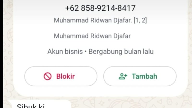 Waspada Penipuan, Beredar Akun WhatsApp Mengatasnamakan Kadiskominfo Sulbar