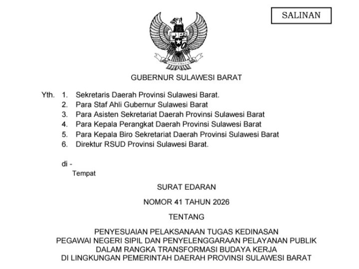 WFH ASN Sulbar Mulai Berlaku, Presensi dan Laporan Kinerja Tetap Wajib