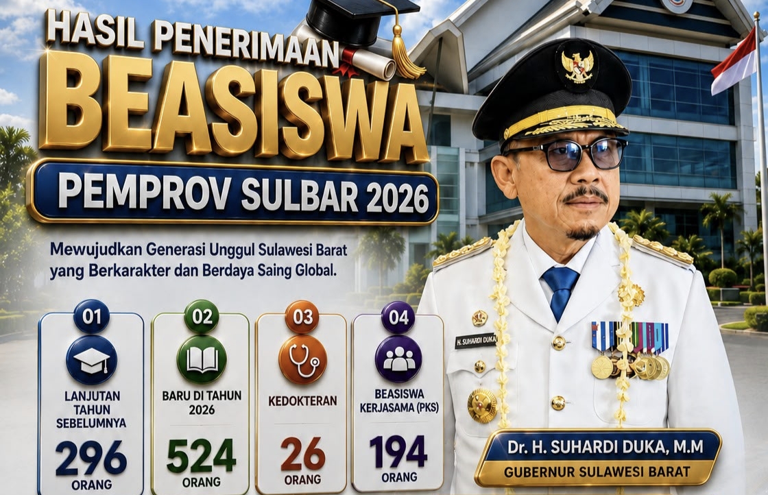 Komitmen Gubernur SDK Perluas Kuota Beasiswa Sulbar Dari 203 Jadi 524, Tahun Kedua Capai 1.040 Penerima Manfaat