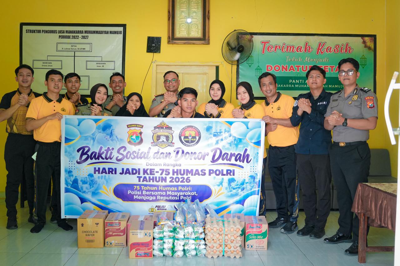 Semarak HUT Humas Polri ke-75, Bid Humas Polda Sulbar Salurkan Bantuan